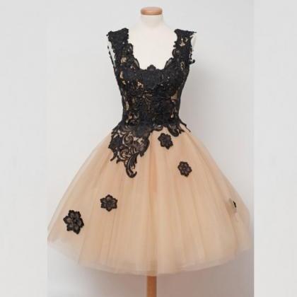 Cute Square Knee-length Homecoming Dress,champagne..