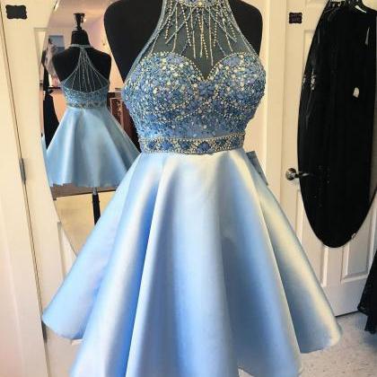 Halter High Neck Homecoming Gowns,beaded..