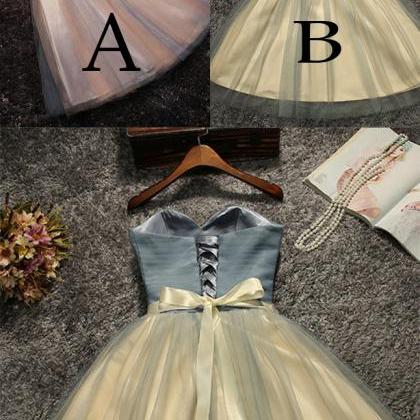 Cute Tulle Short Prom Dress For Teens,strapless..