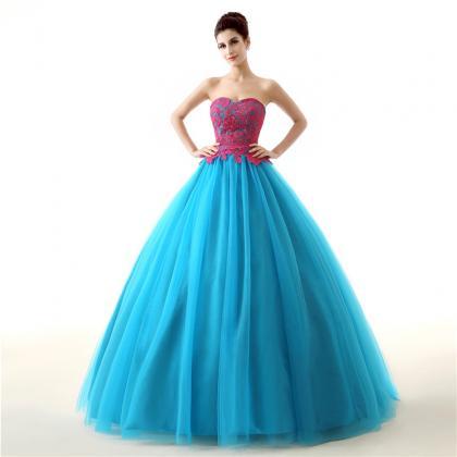 Strapless Blue Ball Gown Quinceanera..