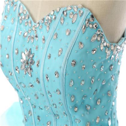 Light Blue Ball Gown Quinceanera Dress,sequin..