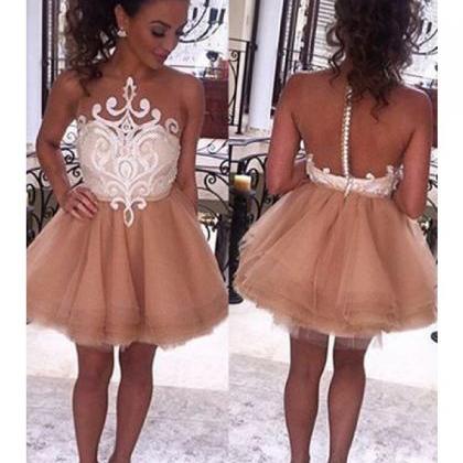 A Line Short Mini Tulle Layers Homecoming Gown,..