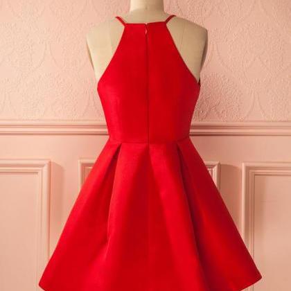 Red Homecoming Dress With Ruffles,short Straps Red..