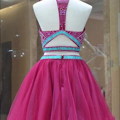 Two Piece Homecoming Dress,pretty Tulle Halter..