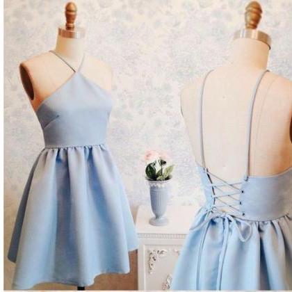 Light Blue Homecoming Gown,spaghetti Straps..