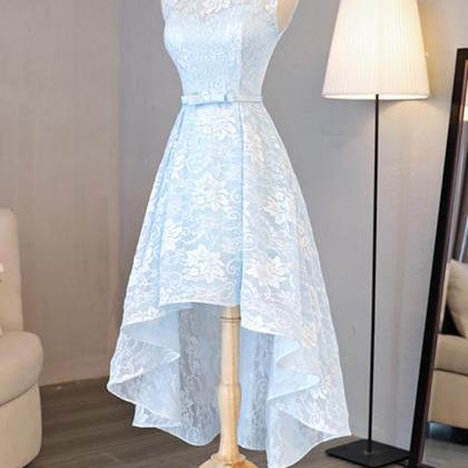 Light Blue Homecoming Gown,lace Round Neck..