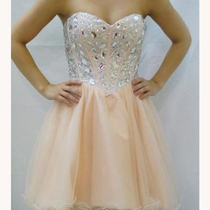 Champagne Strapless Homecoming Gowns,sweetheart..