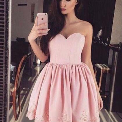 Strapless Sweetheart Short Pink Homecoming..
