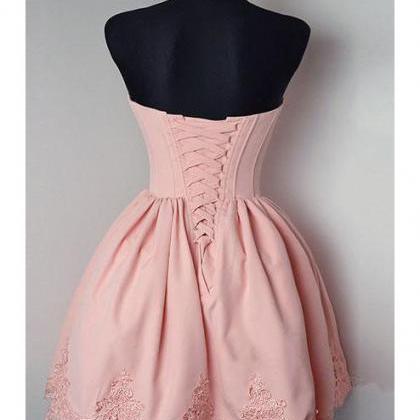 Strapless Sweetheart Short Pink Homecoming..