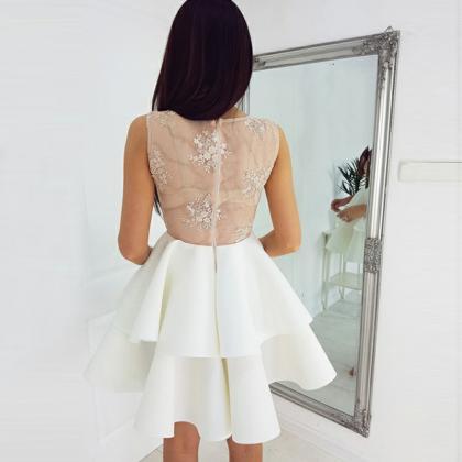 Sexy V-neck Ivory Homecoming Dresses,lace..