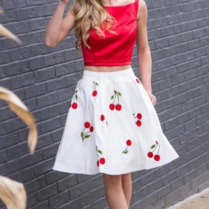 Cute Two Piece Red Homecoming Dress,short..