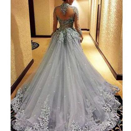 Ball Gown Princess Long Sleeves Tulle Prom..
