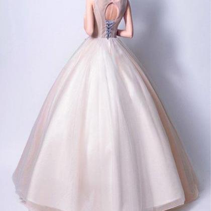 Ball Gown Scoop Sleeveless Open Back Long Tulle..