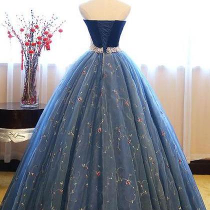 Charming Sweetheart Ball Gown Prom Dress,blue..