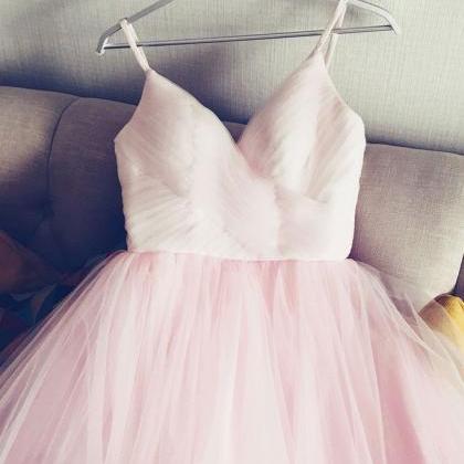 Pink Wedding Dresses,floor Length Tulle Wedding..