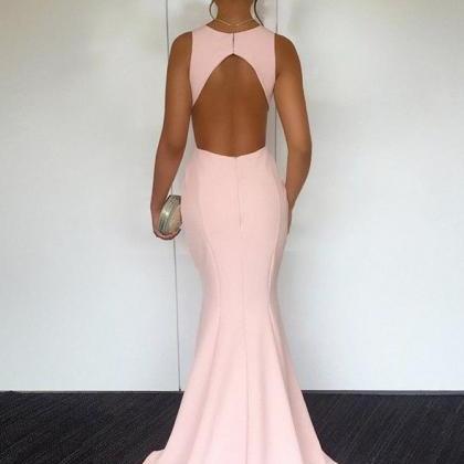 Mermaid Round Neck Prom Gown,sexy Sweep Train..