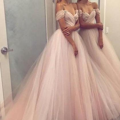 Elegant Off The Shoulder Tulle Prom Dress,sexy..