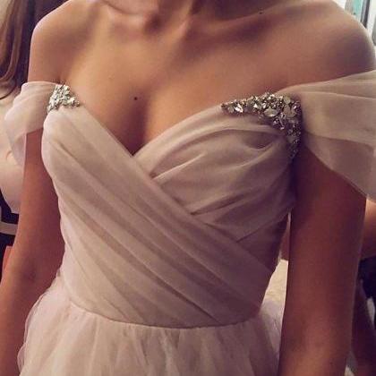 Elegant Off The Shoulder Tulle Prom Dress,sexy..