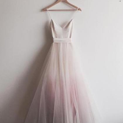 Chic Ombre Pink Prom Dresses, Spaghetti Straps..