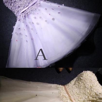 A-line Party Prom Dresses Short Strapless Dresses..