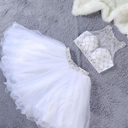 White Two Piece Mini Homecoming Dress With..