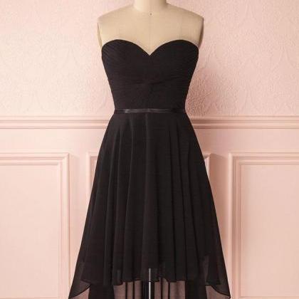 Black Sweetheart High Low Chiffon Dress, A Line..