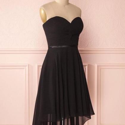 Black Sweetheart High Low Chiffon Dress, A Line..