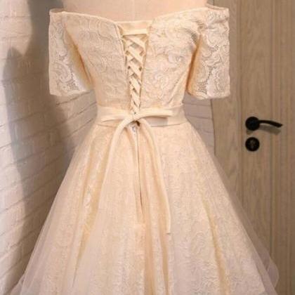 A Line Lace Homecoming Dress, Short Tulle Off The..
