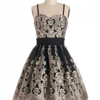 Spaghetti Strap Short Homecoming Dresses With Lace, A Line Lace Short ...