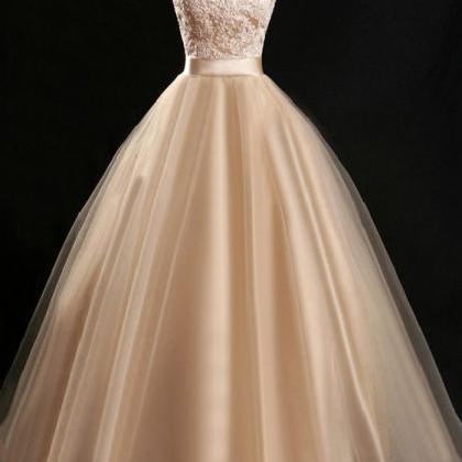 Floor Length Appliqued Prom Dress, Ball Gown Tulle..