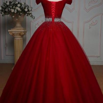 Red Off-the-shoulder Ball Quinceanera Dress With..