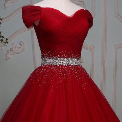 Red Off-the-shoulder Ball Quinceanera Dress With..