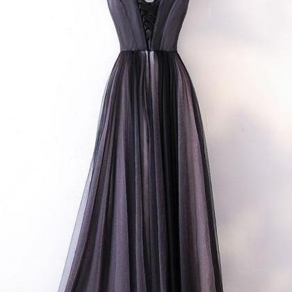 Chic A Line V Neck Prom Dress With Appliques,..