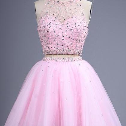 Two Pieces Beading Short Prom Dress..