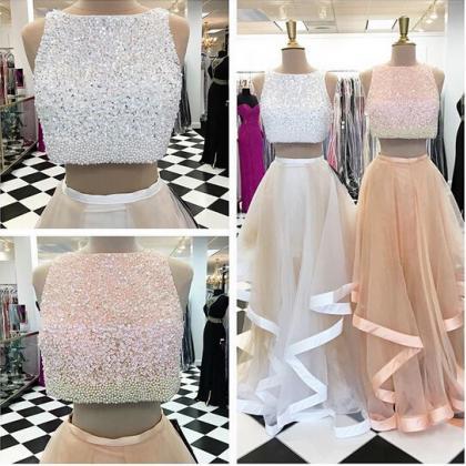 Two Pieces Charming Prom Dresses, Floor-length..