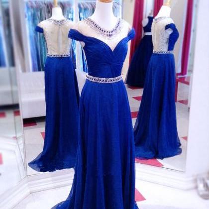 Royal Blue Custom Made A-line Prom Dresses,..