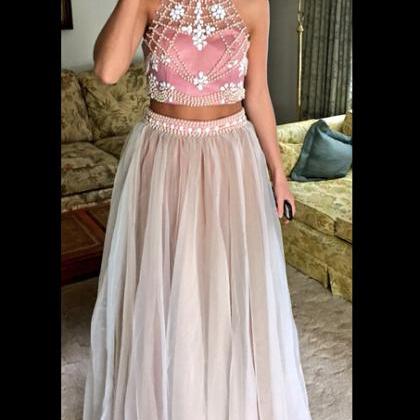 Two Pieces Charming Custom Made Prom Dresses,..