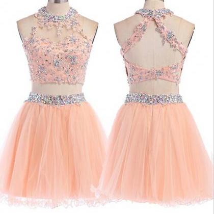 Two Pieces Tulle Short Prom Dresses,cocktail..