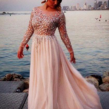Neckline Chiffon Custom Made Prom Dresses,..