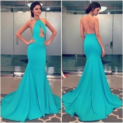 Mermaid Prom Dresses,sexy Formal Gowns, Blue Prom..