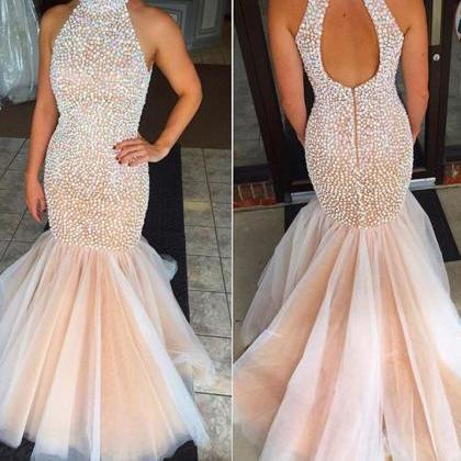Mermaid Long Prom Dress With Pearls,modern Prom..