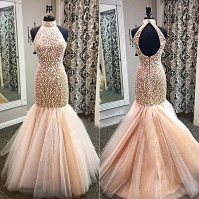 Mermaid Long Prom Dress With Pearls,modern Prom..