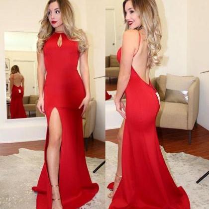 Spaghetti Straps Prom Dresses,charming Red Prom..
