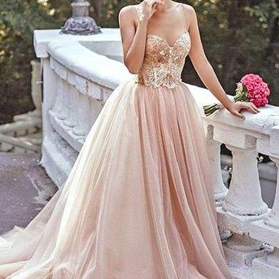 Modest Lace Prom Dress,blush Pink Sweetheart Prom..