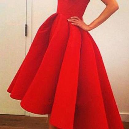 A-line High Low Red Prom Dresses,sweetheart..