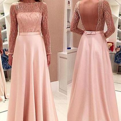 Glamorous Long Sleeve Lace Prom Dress,a-line Stain..