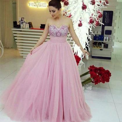 Dusty Rose Prom Dress,long Tulle Prom Dress..