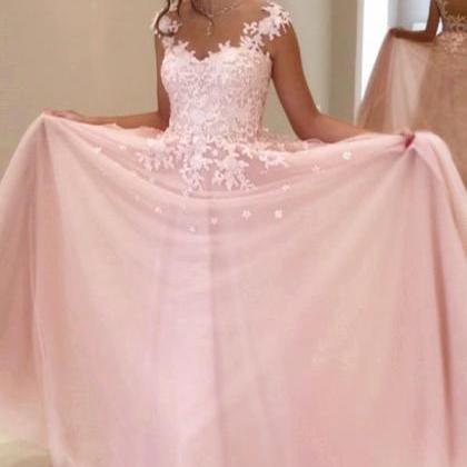 Fancy Pink Prom Dress,long Prom Dress With..