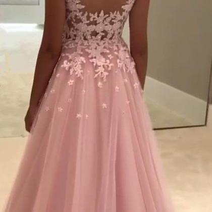 Fancy Pink Prom Dress,long Prom Dress With..