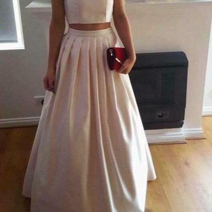Sexy Two Piece Satin Party Dress,two Pieces Prom..